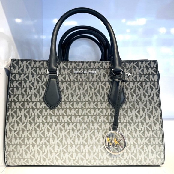 Michael Kors Sheila Medium Ombré Signature Logo Satchel Black Multi